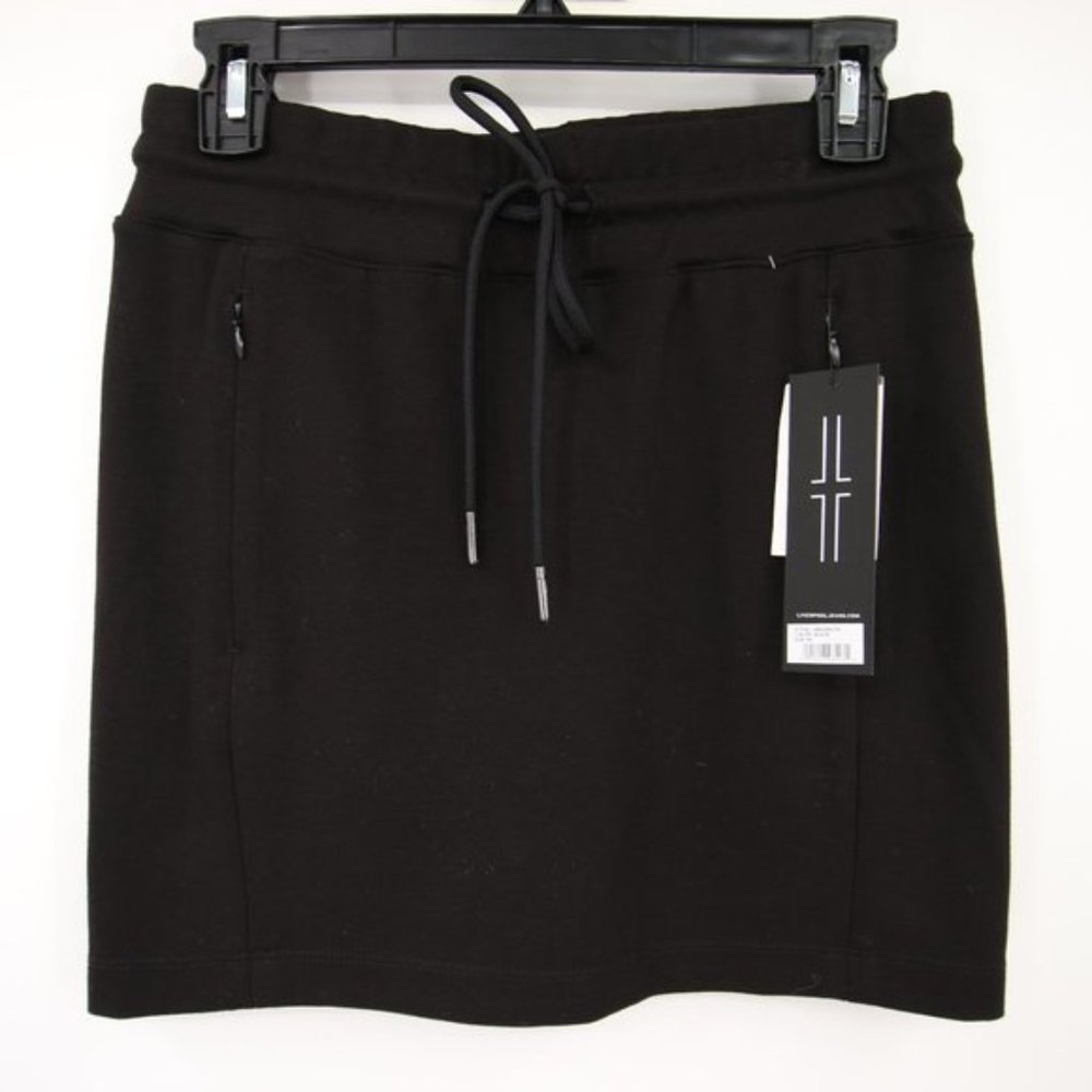 NWT Liverpool Pull On Knit Skort Black Skirt Super Soft Pockets Size XS